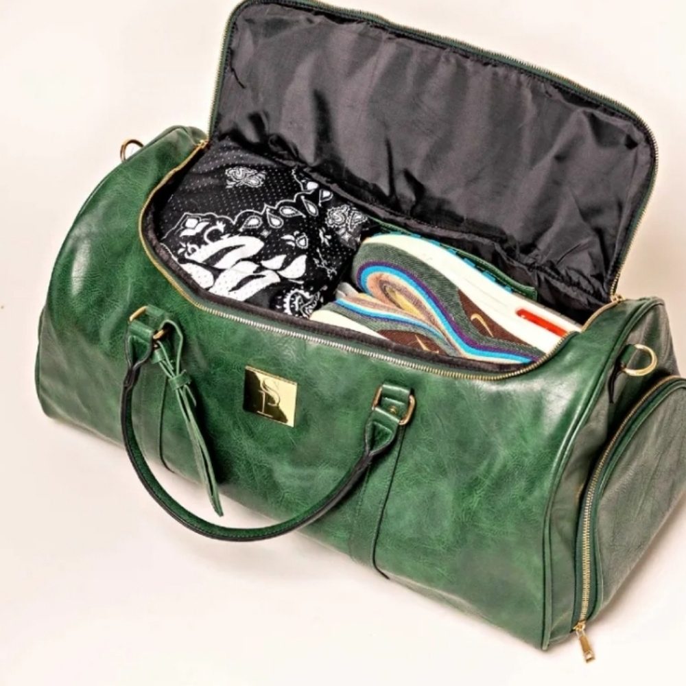 Emerald Green Luciano Leather Duffle Bag (Weekender) for Men/Women